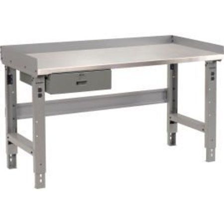 GLOBAL EQUIPMENT Workbench w/ Stainless Steel Square Edge Top   Drawer, 60"W x 30"D, Gray 318658